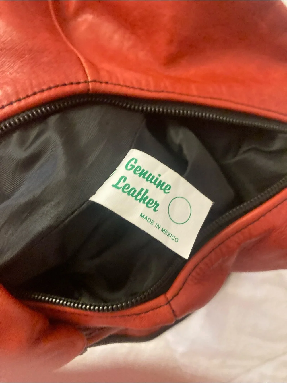RED LEATHER A Frame Backpack